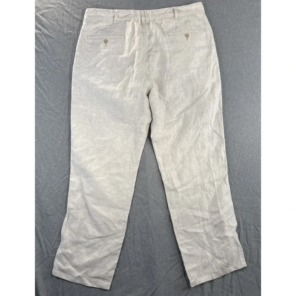 Joseph Abboud men's tan Linen dress pants 38x30 flat front Work Casual Coastal